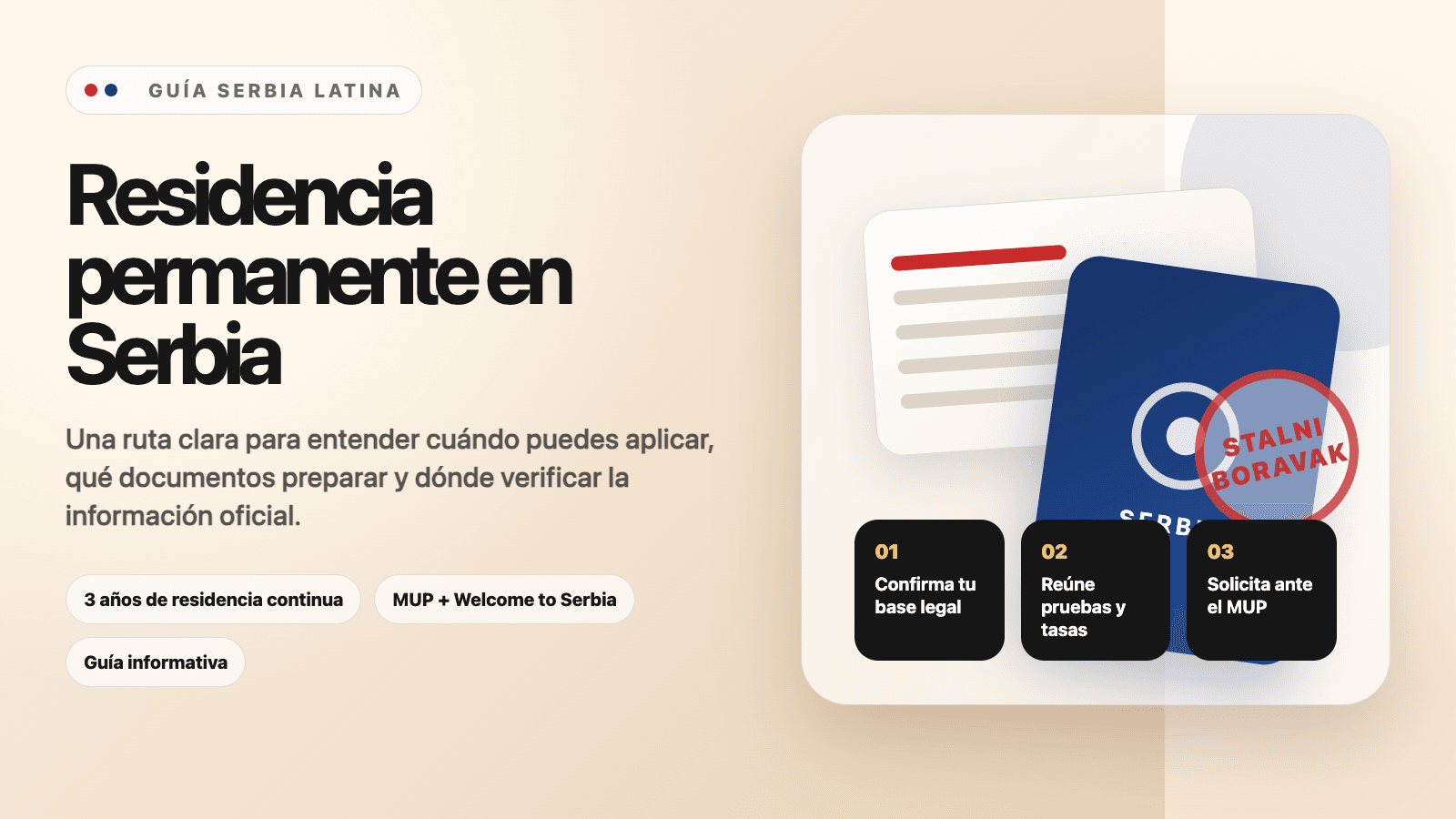 Ilustración editorial sobre residencia permanente en Serbia para la comunidad latina